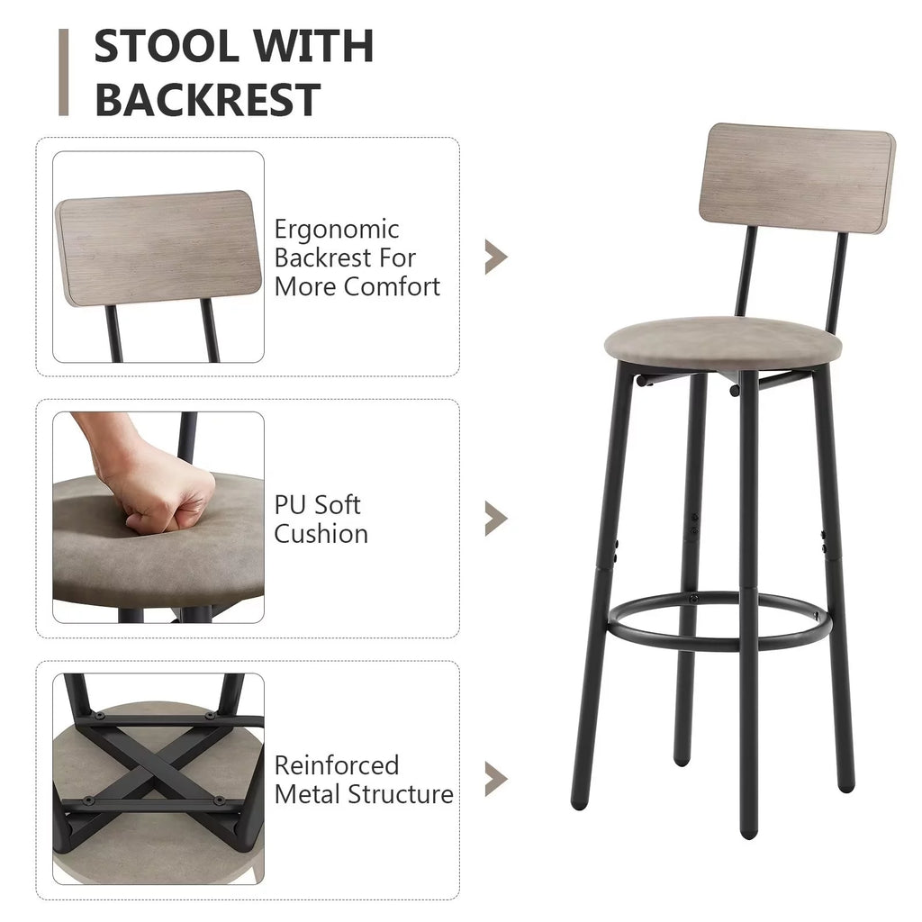 Modern Grey Bar Table and Chair Set of 5 with Backrest I619817
