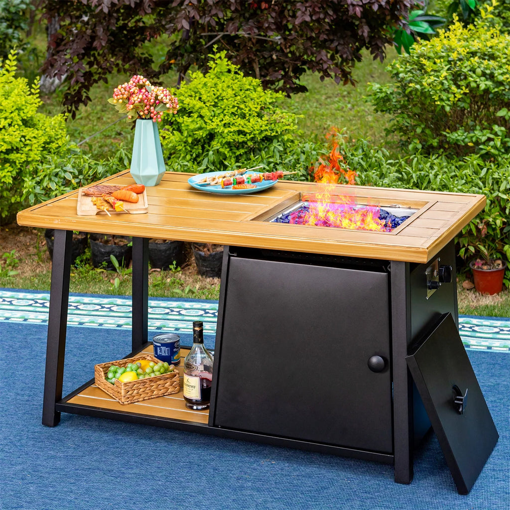13 Pieces Outdoor Patio Furniture Set with Fire Pit Table V7871