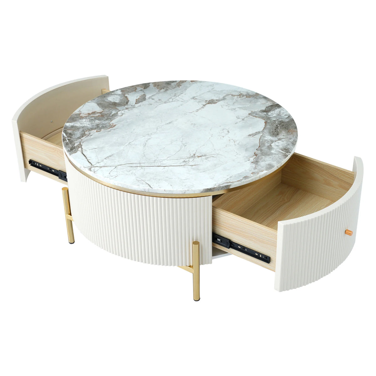 Modern Round Coffee Table with 2 Drawers R15849