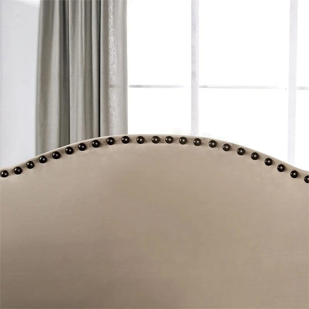 Beige Fabric Nailhead Loveseat U989365