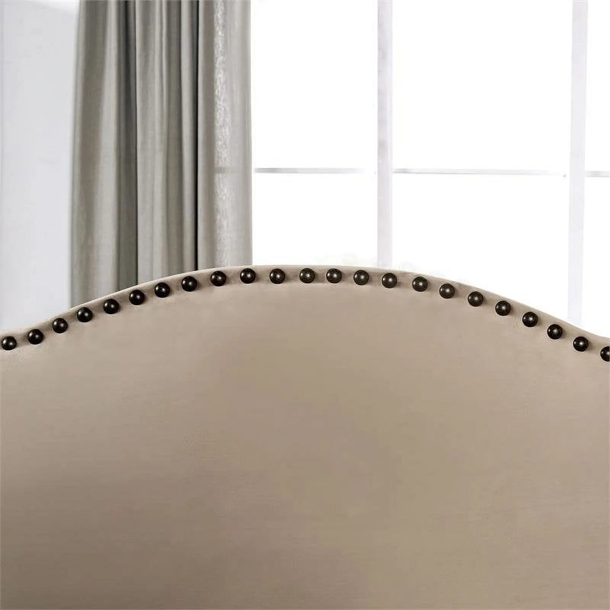 Beige Fabric Nailhead Loveseat U989365