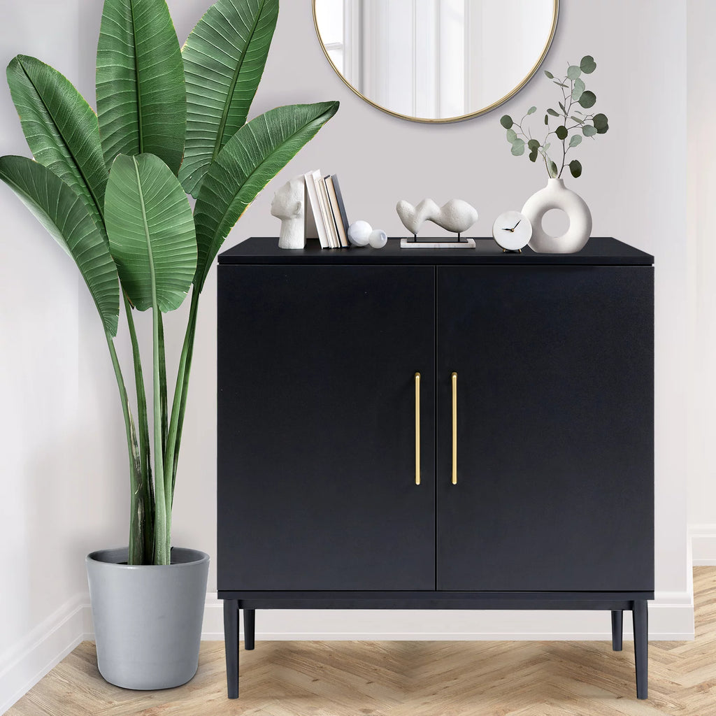 Set of 2 Black Storage Cabinet G50549