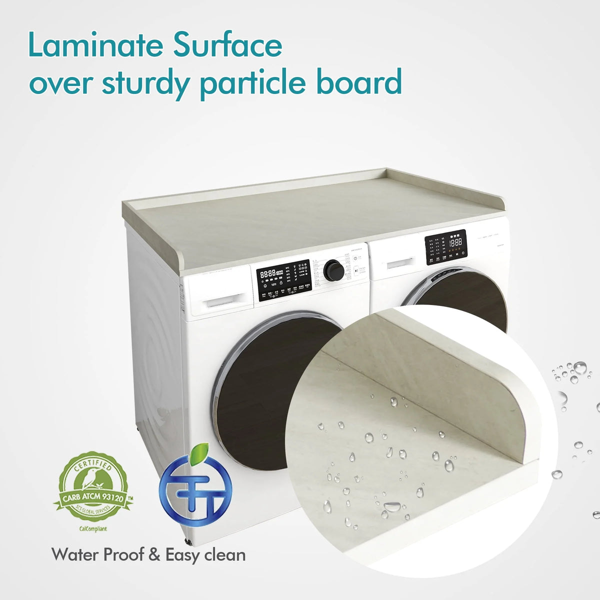 Washer Dryer Countertop with Edge Rails, 27.5 x 54 C450