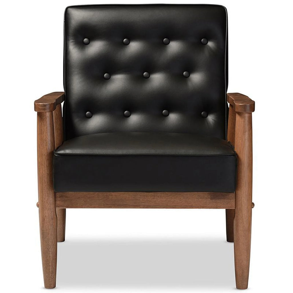 Black 2 Piece Faux Leather Loveseat and Reception Chair Set T2001
