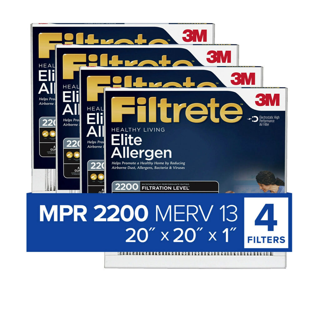 20x20x1 MERV 13 Air Filter, 4 Filters F16836