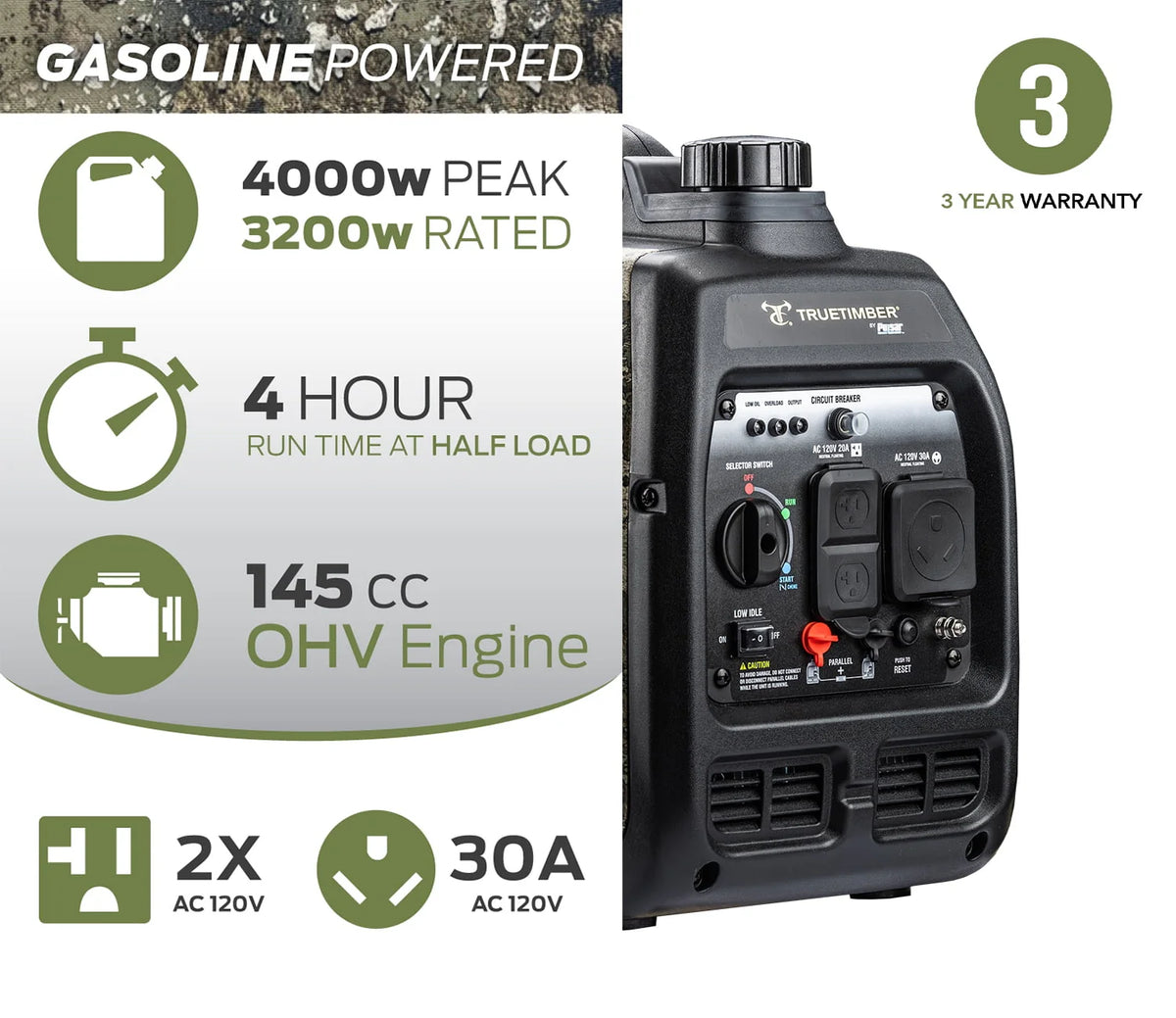 4000-Watt Gasoline Powered Inverter Generator V4283
