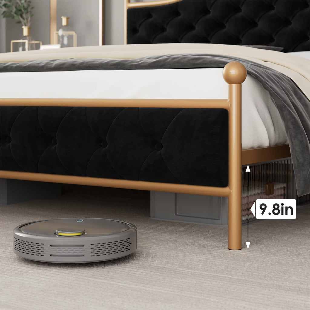 Black Queen Size Upholstered Platform Bed Frame M540