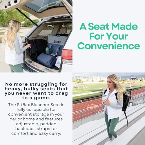 Padded Reclining Stadium Chair with Backpack Straps H7461