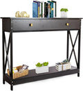 Narrow Wood Sofa Table with Drawer and Shelf C37382