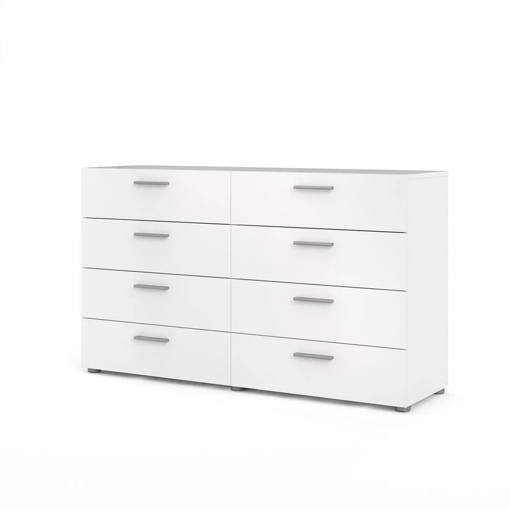 White 8 Drawer Double Dresser W622