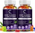 Hemp Gummies with Melatonin & Vitamin C, Vegan, 60ct Pack of 2 J59487