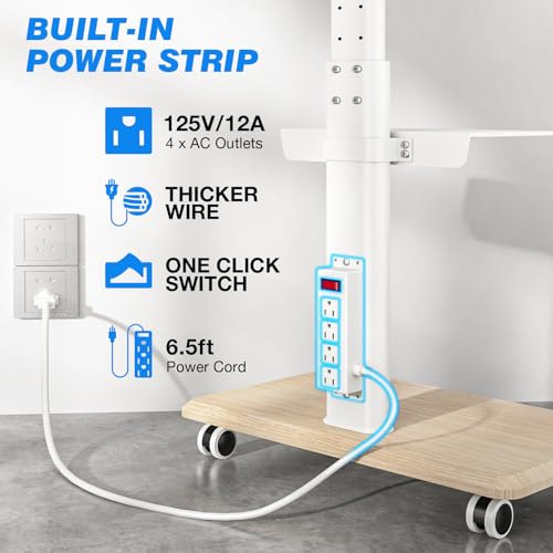 White Rolling TV Stand with Power Outlet F24170