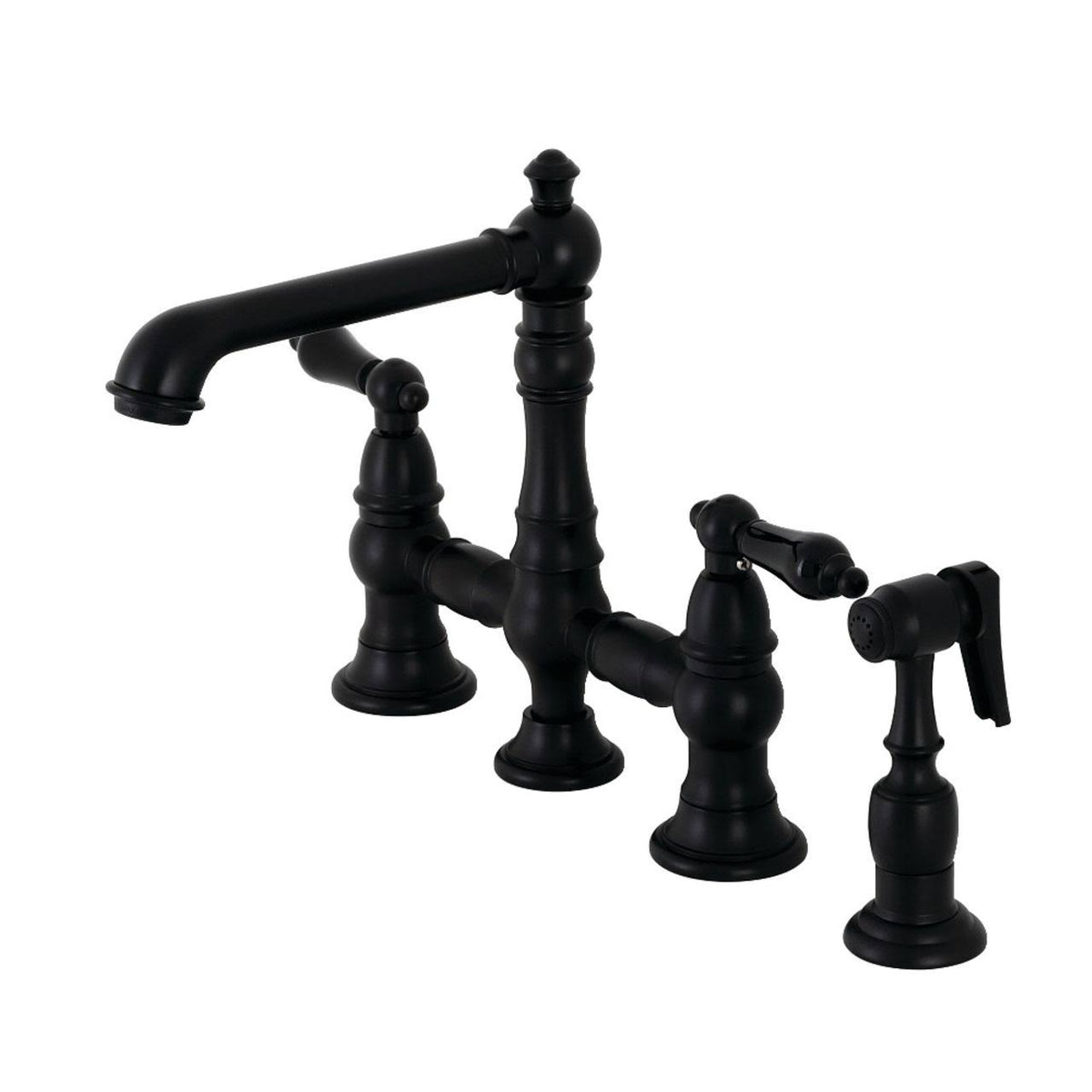 Bridge Kitchen Faucet with Brass Sprayer Matte Black F5117