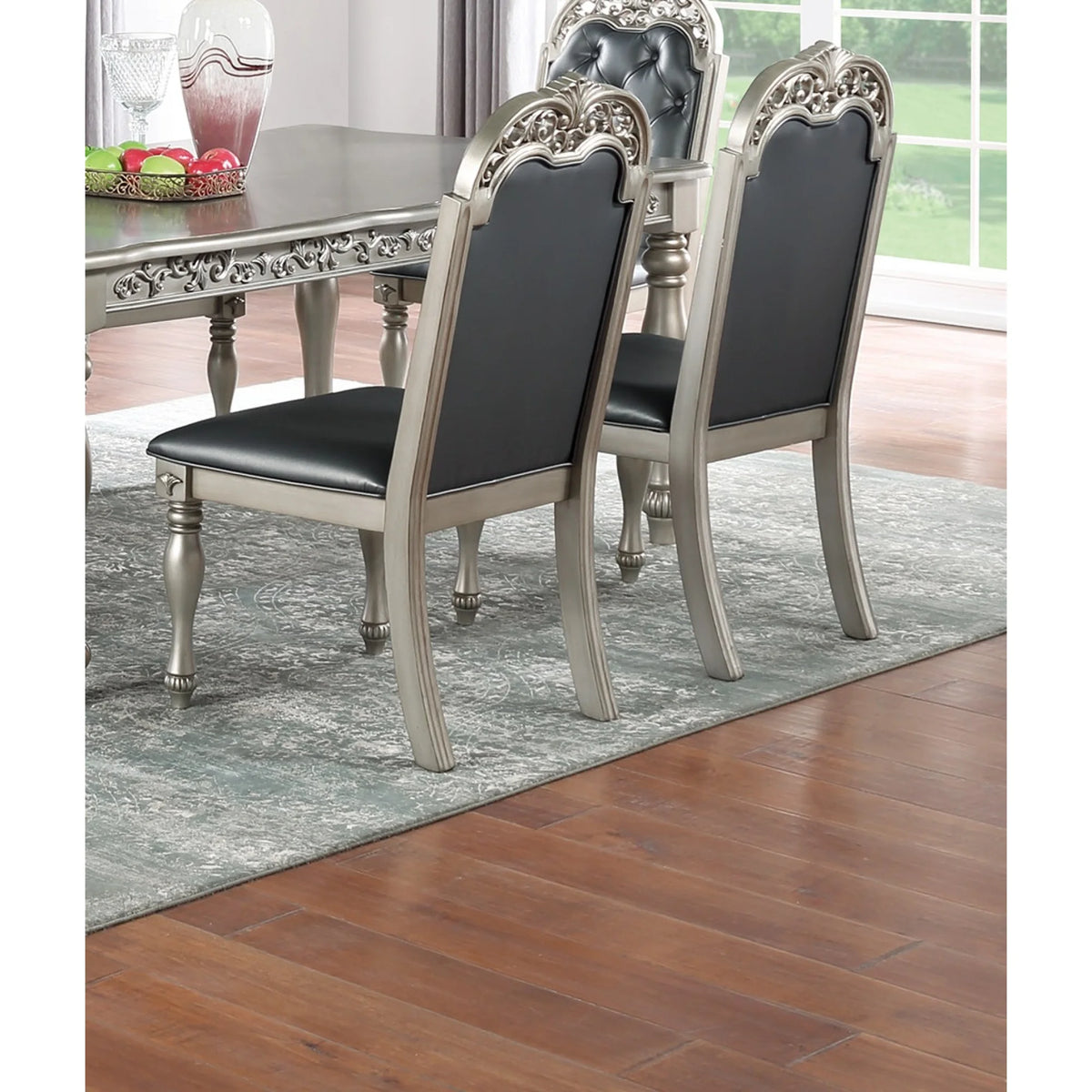 Grey Silver Rubberwood Upholstered Dining Chairs Set of 2 E92179