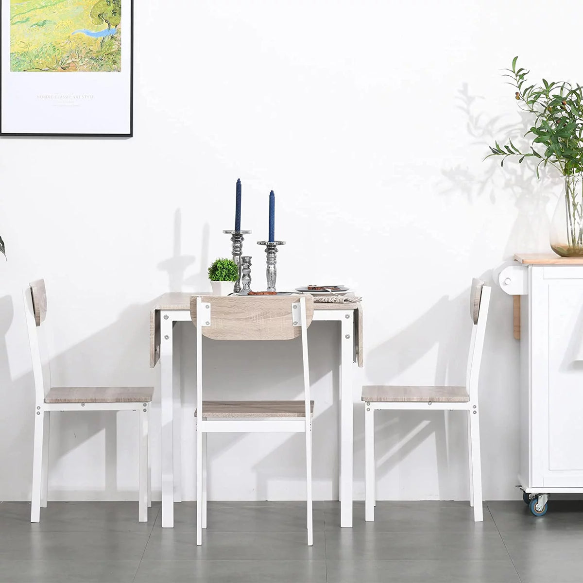 5-Piece Extendable Rectangular Dining Table Set with 4 Chairs U624