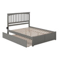 Gray Wood King Platform Bed with Twin XL Trundle Q45762