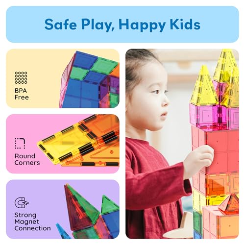 60 Piece Set Clear Magnetic 3D Building Tiles B155166