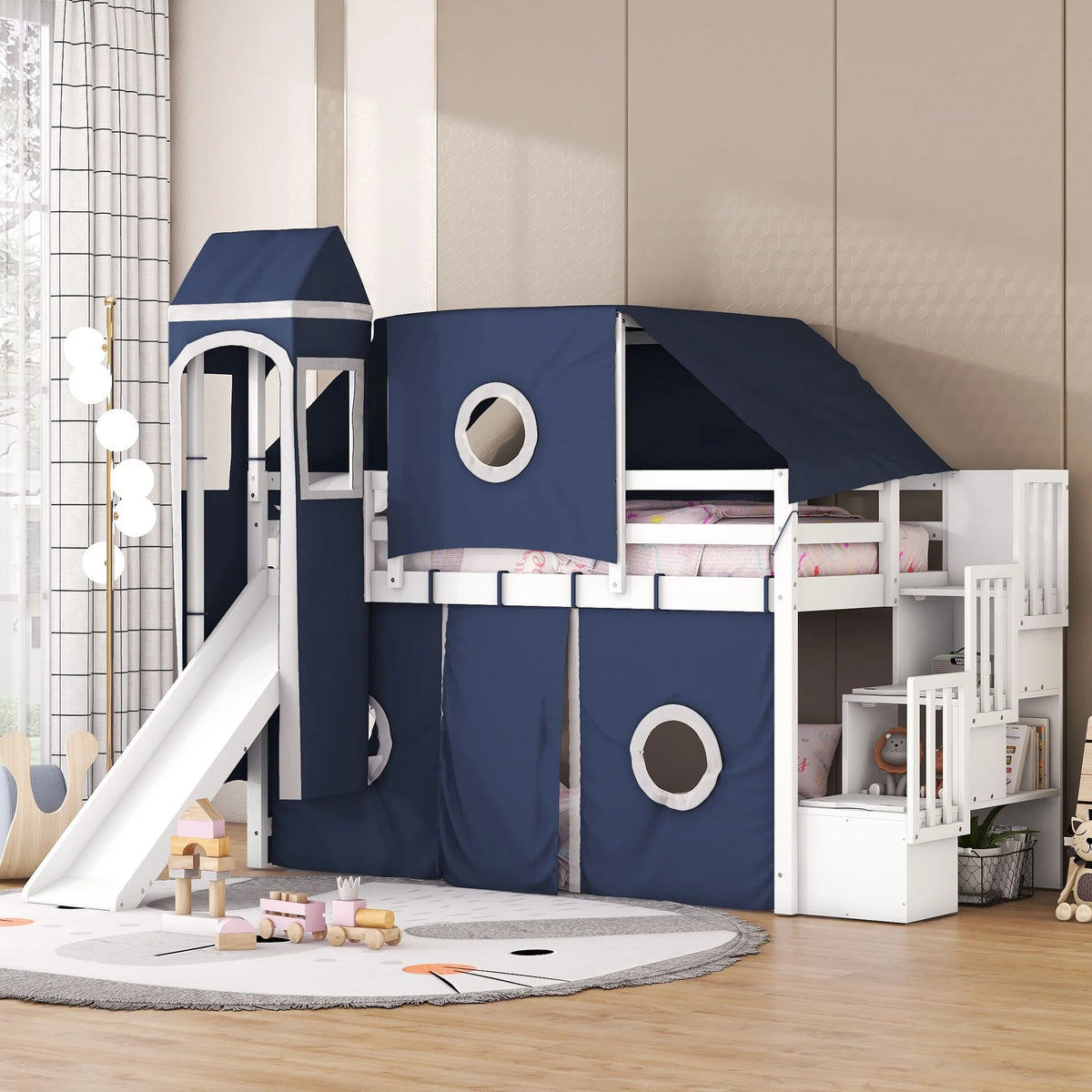 High Loft Bed with Tent and Tower H80614