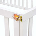 Wood Floor Bed Frame with Fence and Door White Full Size T2959