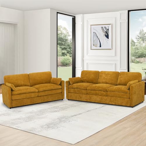 Black Chenille 3 Seats and 2 Seats Sofa Set with Pillows E22763