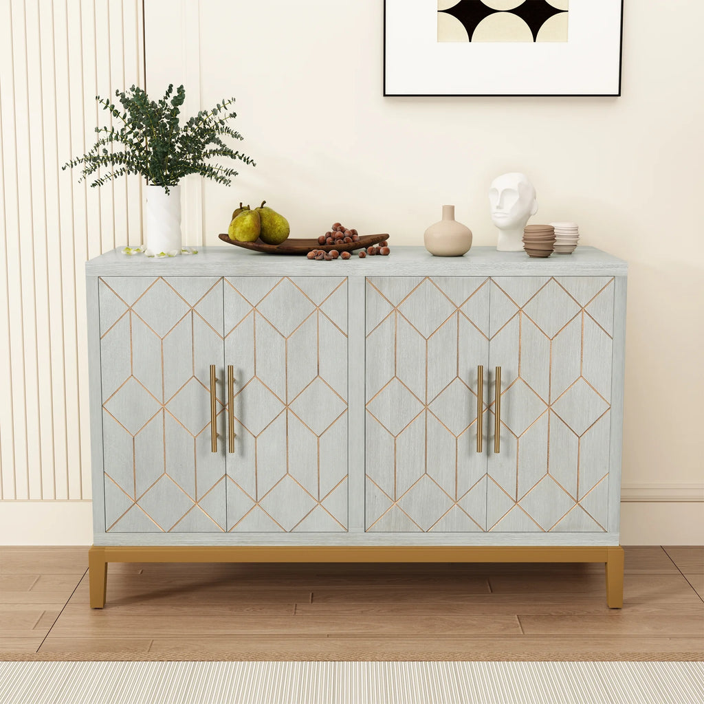 Green Accent Cabinet with Gold Trim X622129
