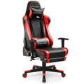 Red PU Leather Gaming Chair with Footrest O373