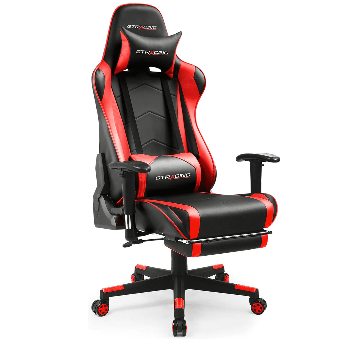 Red PU Leather Gaming Chair with Footrest O373