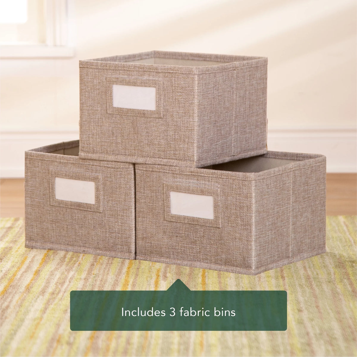 Three Shelf Open Storage with 3 Fabric Bins S47813