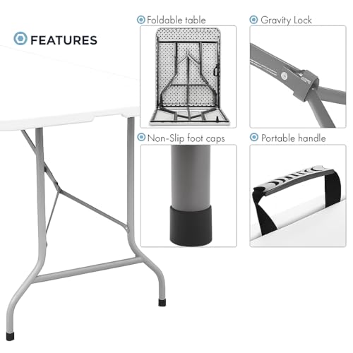 6ft Heavy Duty Folding Table with Carrying Handle T4533