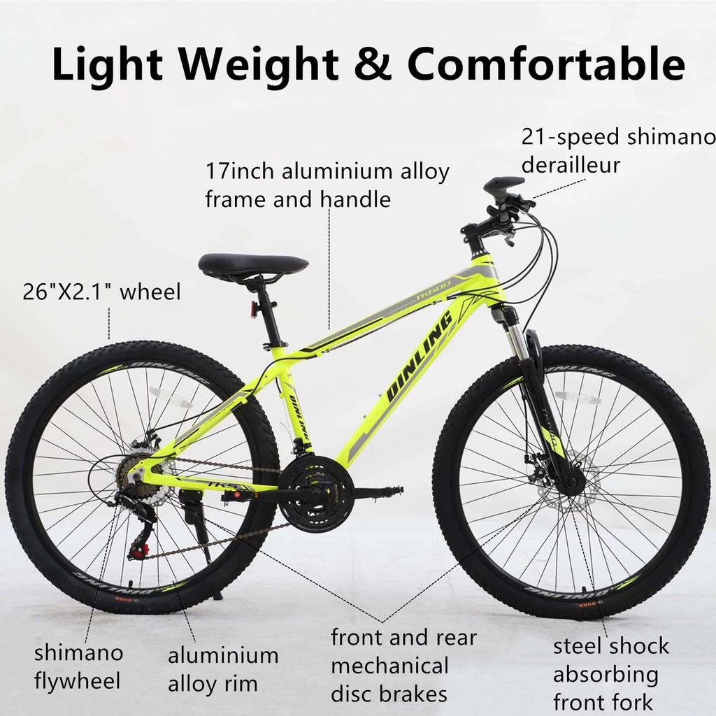Yellow 21-Speed 26-inch Mountain Bike Q9176