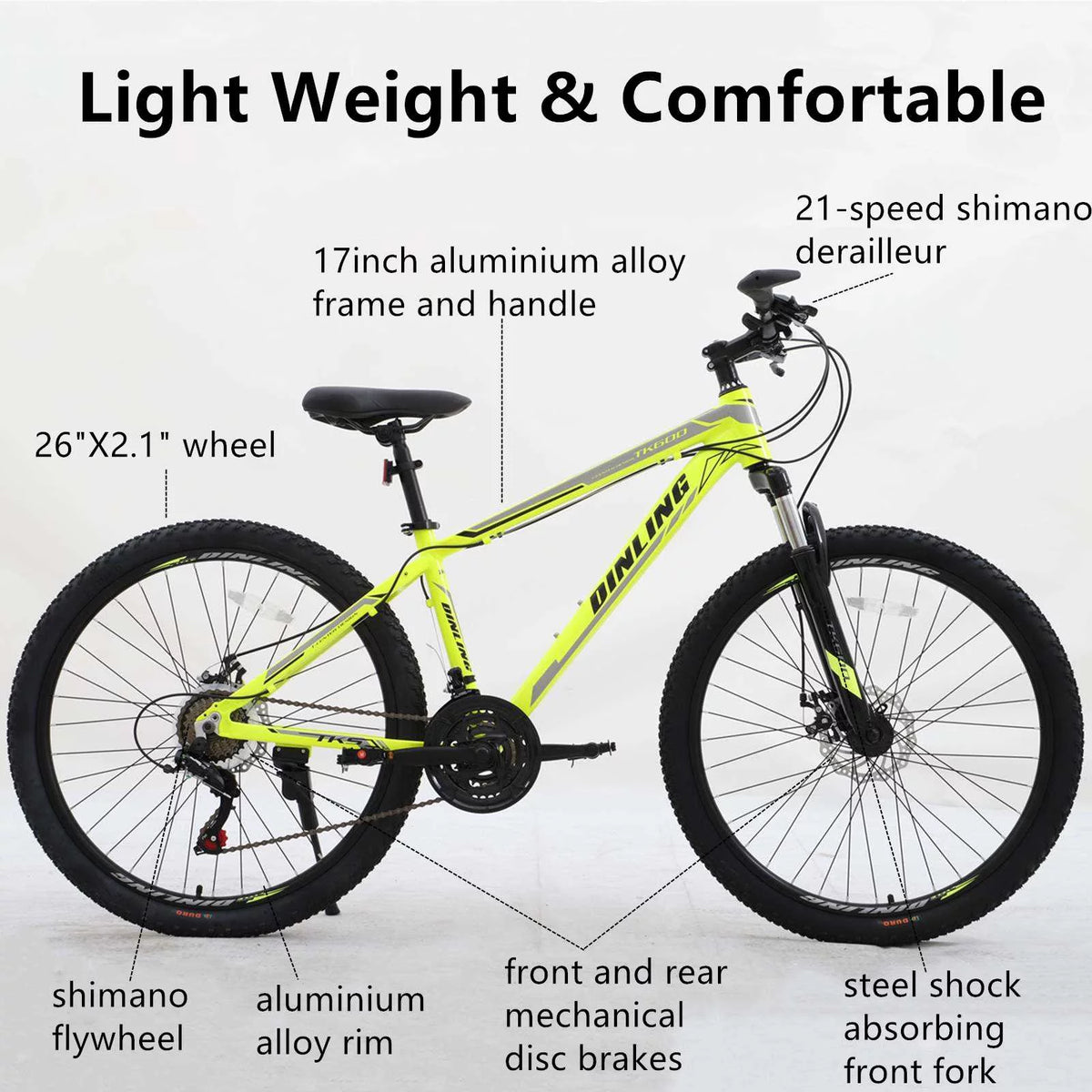 Yellow 21-Speed 26-inch Mountain Bike Q9176