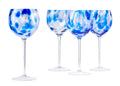 Blue Rose Polish Pottery Cobalt and Opal Confetti Large Wine Glass Set P1562