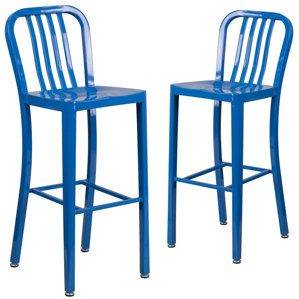 2 Pack Blue Metal Indoor-Outdoor Barstool A203