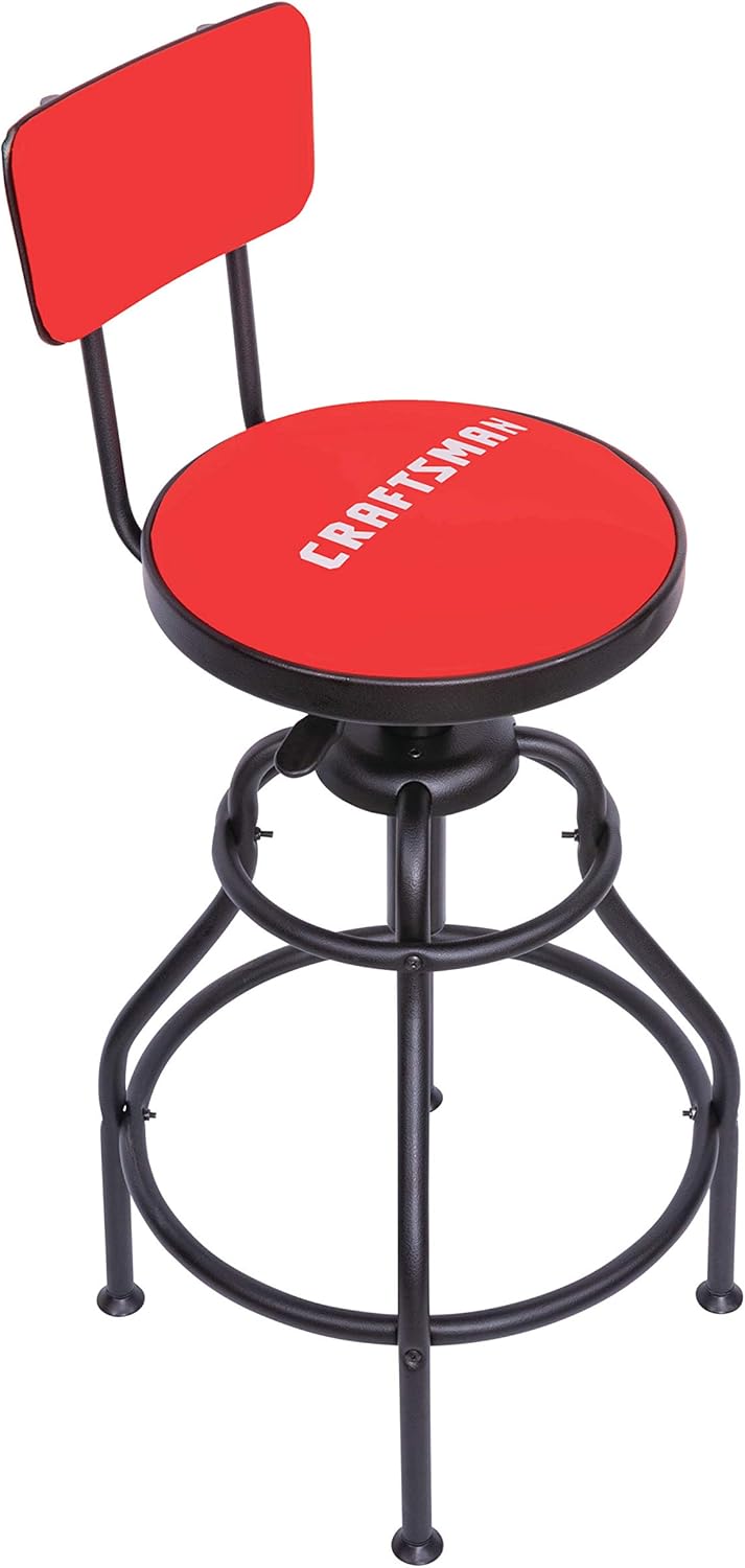 Adjustable Height Work Shop Stool with Padded Vinyl Seat Q5193