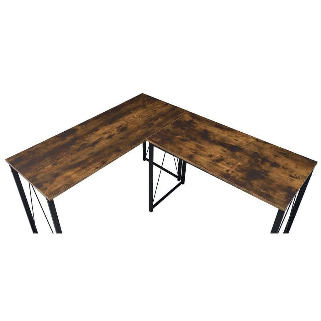 Weathered Oak and Black Wood Writing Desk B42556