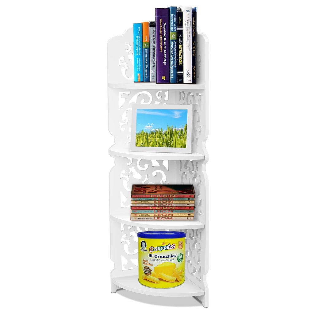 White 4 Tier Corner Shelving Unit U27173