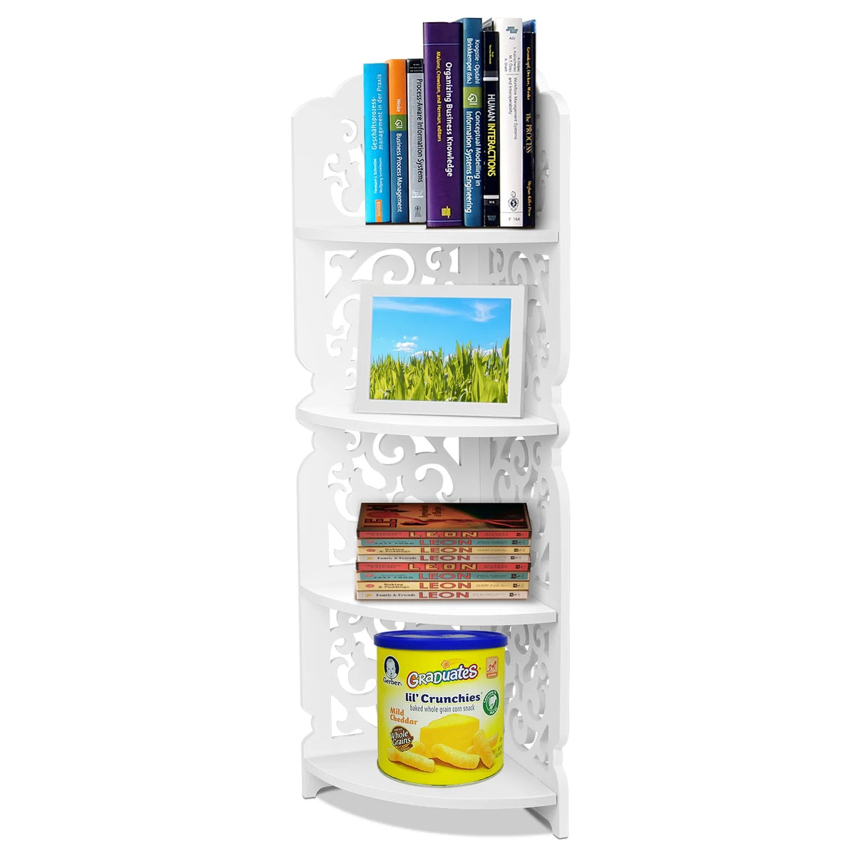 White 4 Tier Corner Shelving Unit U27173