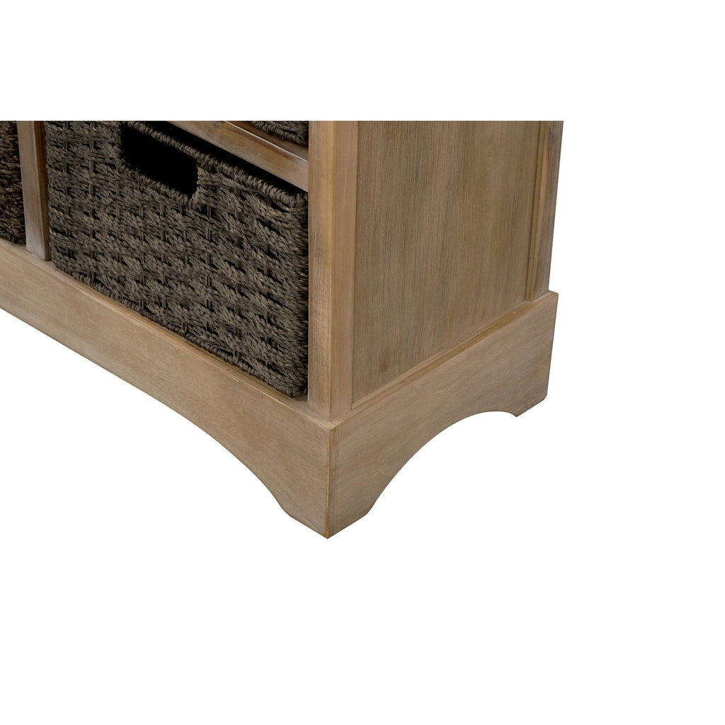 Rustic Storage Cabinet with 2 Drawers and 4 Fabric Basket S8919
