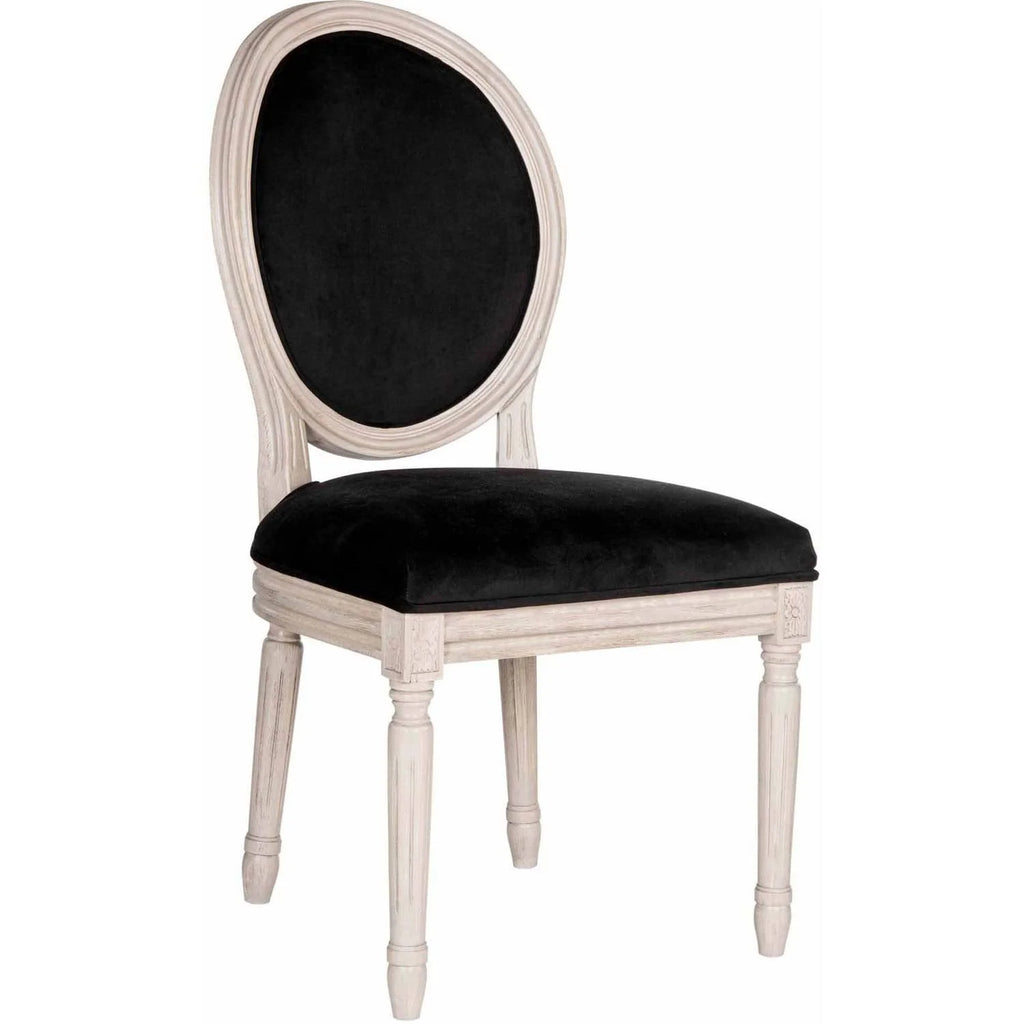Rustic Grey Black Velvet Oval Side Chair Set of 2 V562
