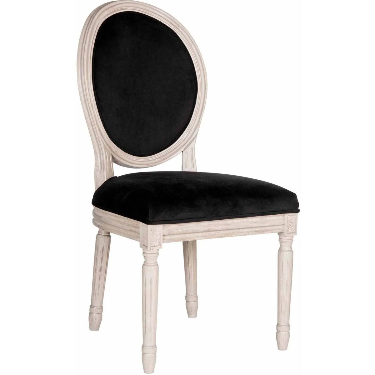 Rustic Grey Black Velvet Oval Side Chair Set of 2 V562