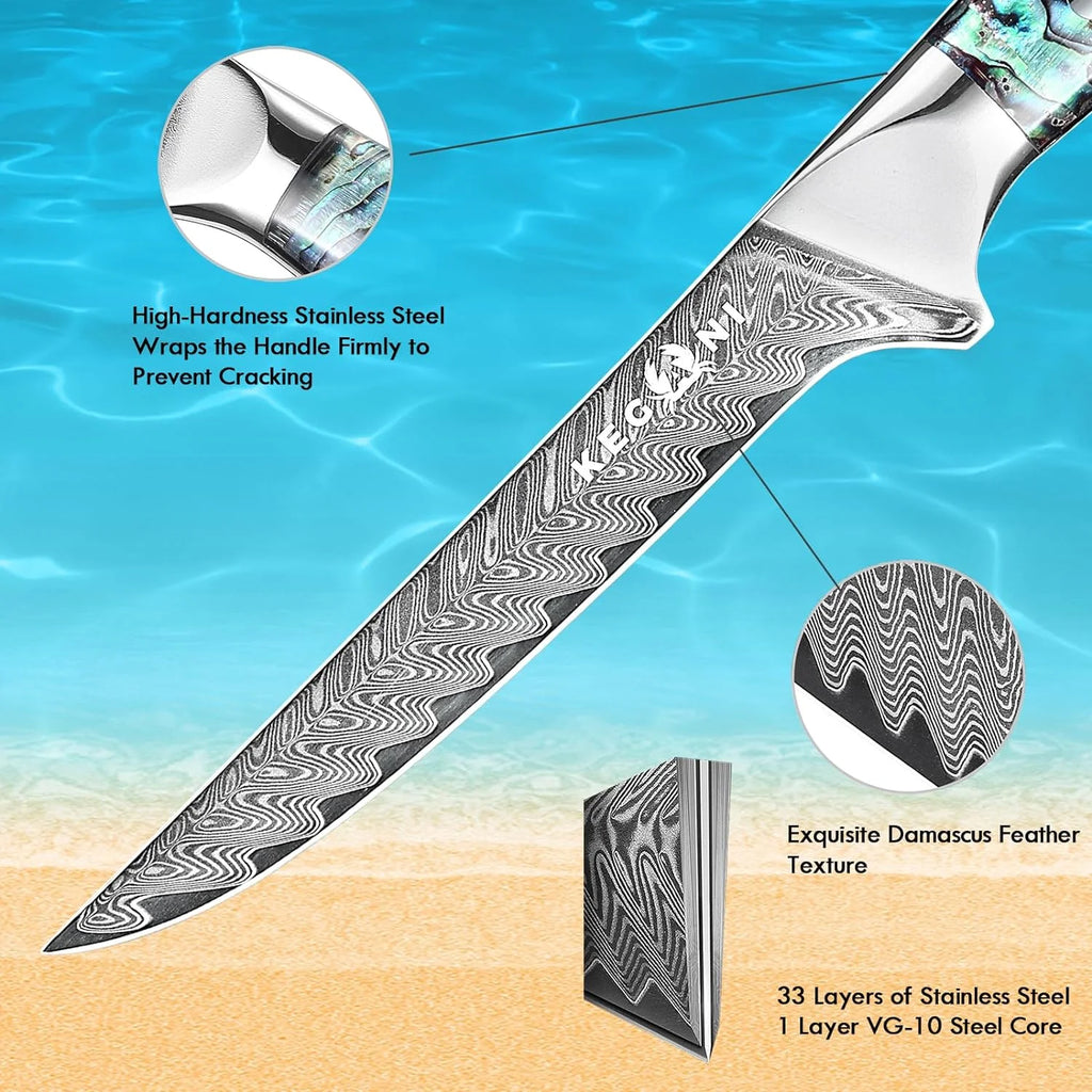6" Damascus Boning Knife VG-10 Core Resin Handle I962