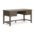 60 Inch Weathered Gray Wood Storage Desk with USB Ports C363