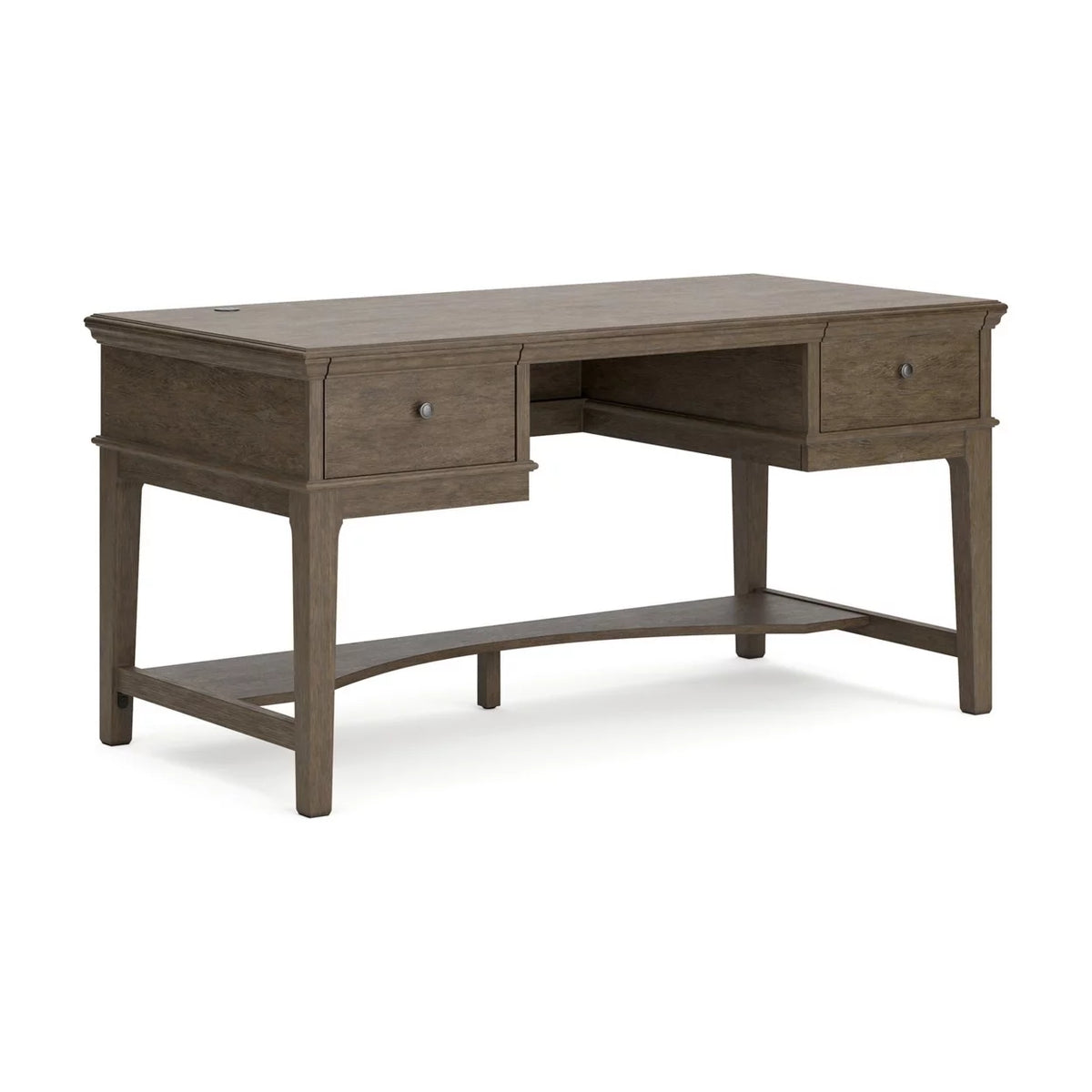 60 Inch Weathered Gray Wood Storage Desk with USB Ports C363