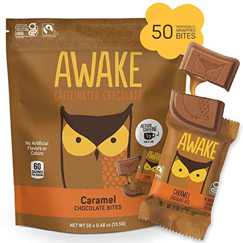 Caffeinated Chocolate Bites Caramel Gluten Free 50 Bites V955