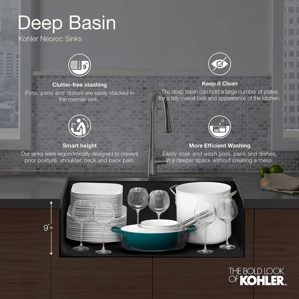 Undermount Double Equal Sink with Rack, Matte Black K935000