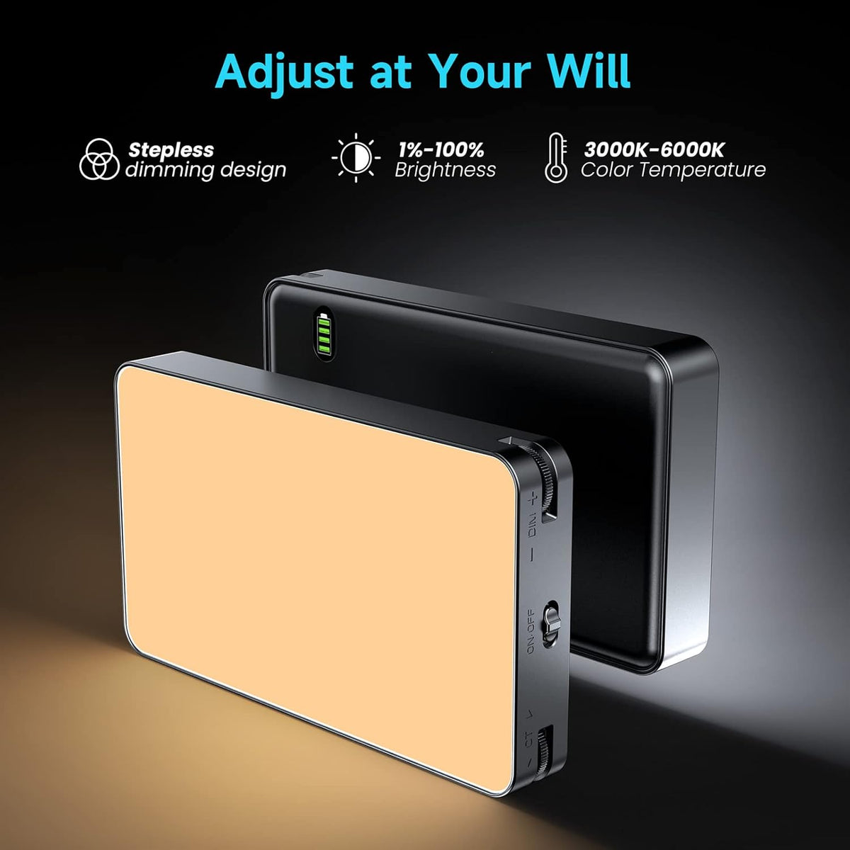 4000mAh Video Conference Lighting with Clip, Stepless Dimming, 3 Modes W561