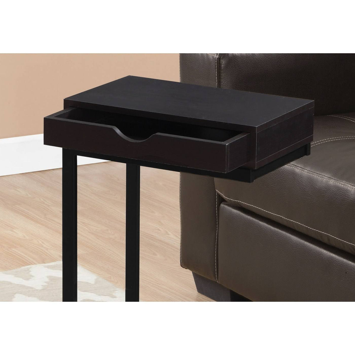 Brown Metal Accent Table with Drawer E53091