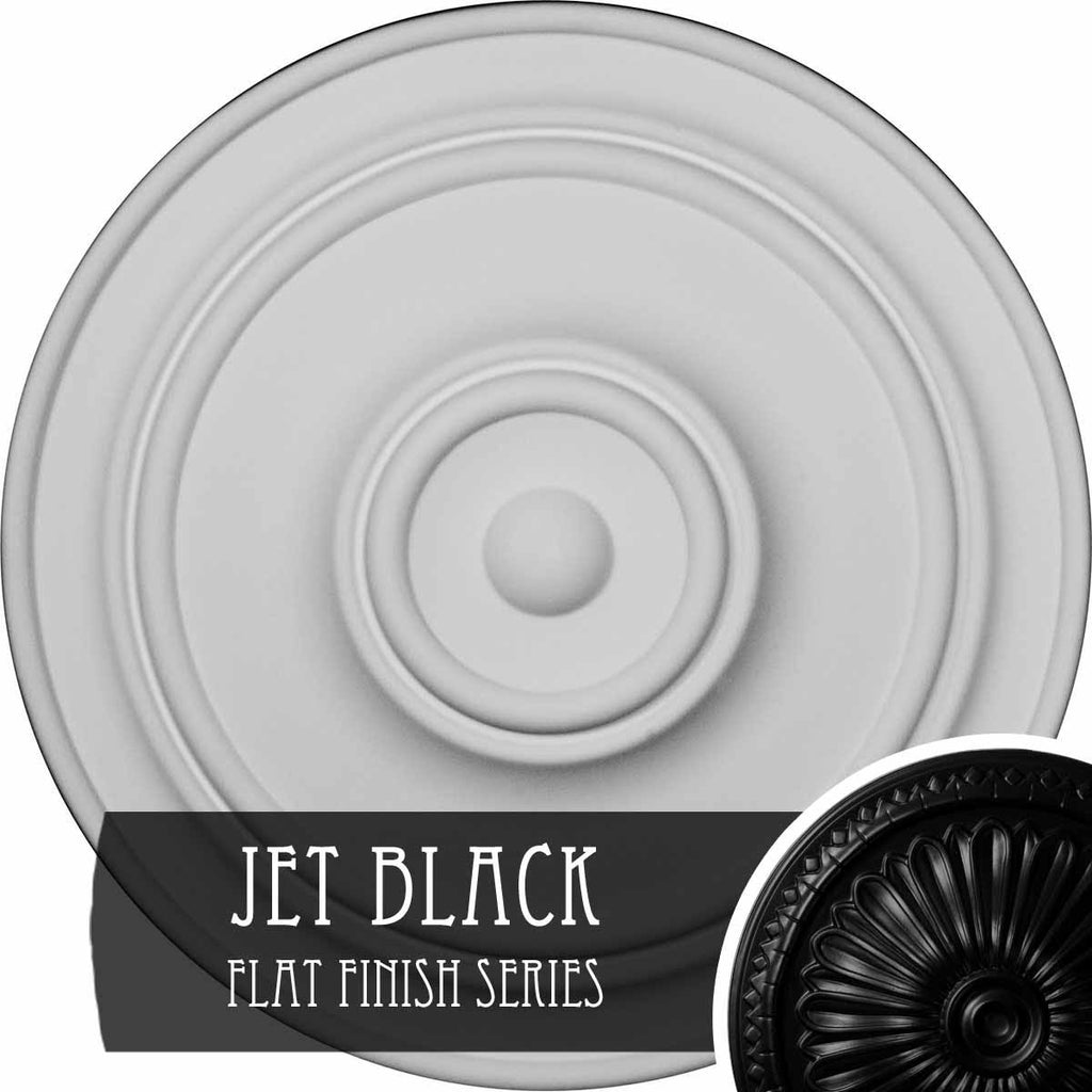 21 7/8 inch x 2 3/8 inch Hand-Painted Jet Black Ceiling Medallion J629
