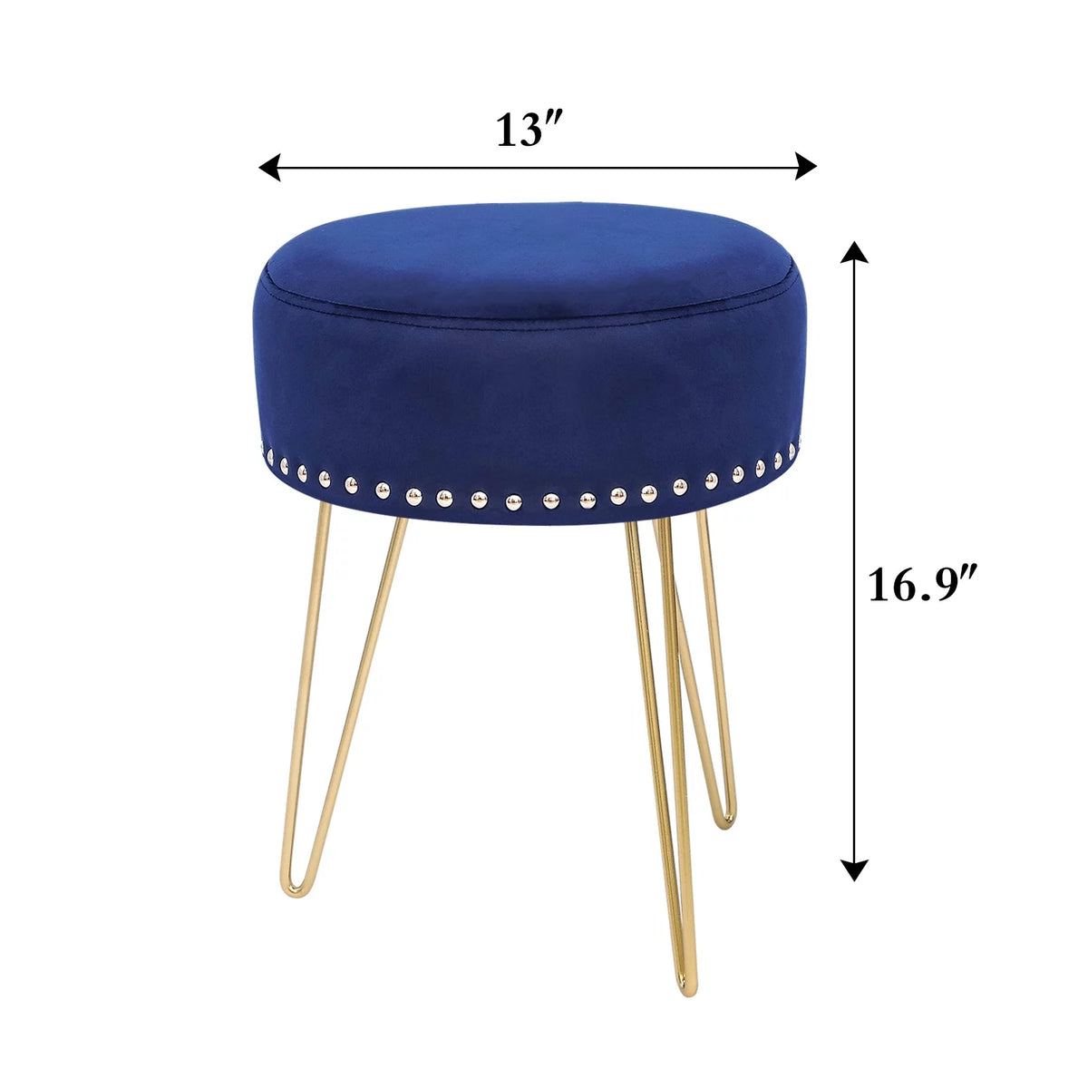 Round Modern Vanity Stool with Golden Metal Leg H7338