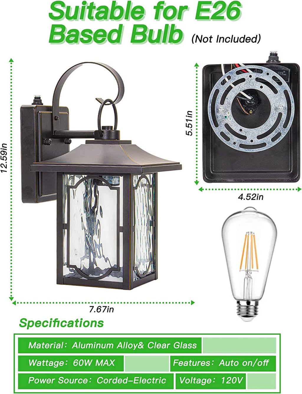 Motion Sensor Waterproof Wall Lanterns Z247871